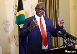 Presidential Spokesperson Vincent Magwenya updates the media at the parliament on the report against South African president Cyril Ramaphosa in Cape Town December 1, 2022.