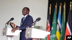 Kenyan President William Ruto gives an address during the launch of high-level peace talks for South Sudan at State House in Nairobi, Kenya, May 9, 2024.