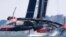 Oracle Team USA's AC72 catamarans train near Golden Gate Bridge, San Francisco Bay, California, Aug. 21, 2013.