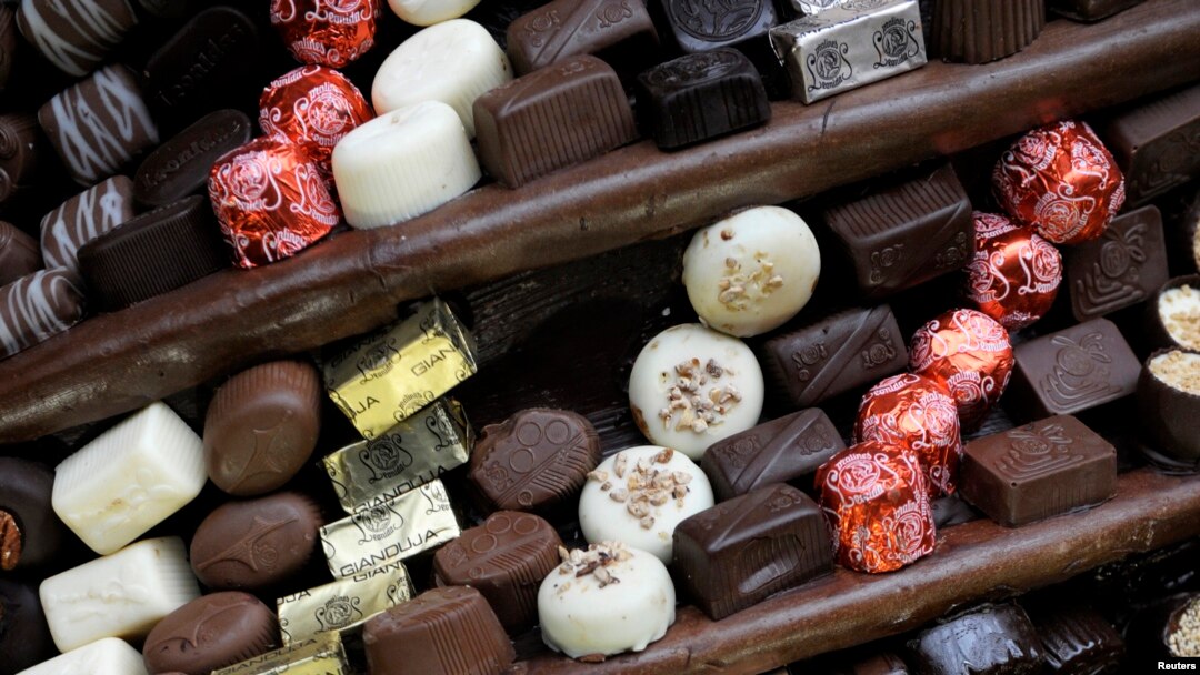 Rows of pralines are seen at the Brussels Chocolate Festival February 8, 2014. REUTERS/Laurent Dubrule (BELGIUM - Tags: SOCIETY FOOD) - RTX18EO3