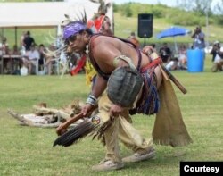 Mashpee Wampanoag Tribal Historic Preservation Officer David Weeden dances at pow wow, St. David's Island, Bermuda, June 25, 2015.