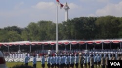 Upacara Peringatan Hari Kemerdekaan RI ke-68 di Istana Merdeka Jakarta dengan Inspektur upacara Presiden RI SBY (VOA/Andylala).