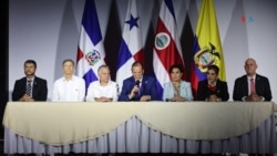 Los cancilleres de la ADD se reunieron con los opositores venezolanos Rafael de la Cruz y David Smolansky, a quienes ratificaron su apoyo a la democracia y la defensa de los derechos humanos en Venezuela. Foto: VOA.