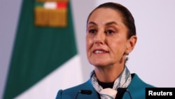 Presiden Meksiko Claudia Sheinbaum berbicara di Mexico City