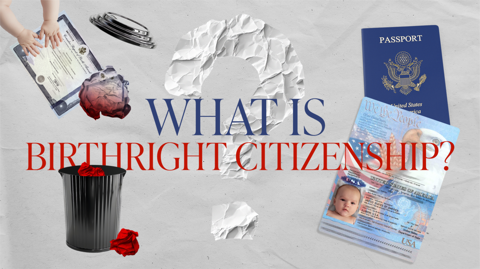 Horizontal thumbnail graphic about birthright citizenship.