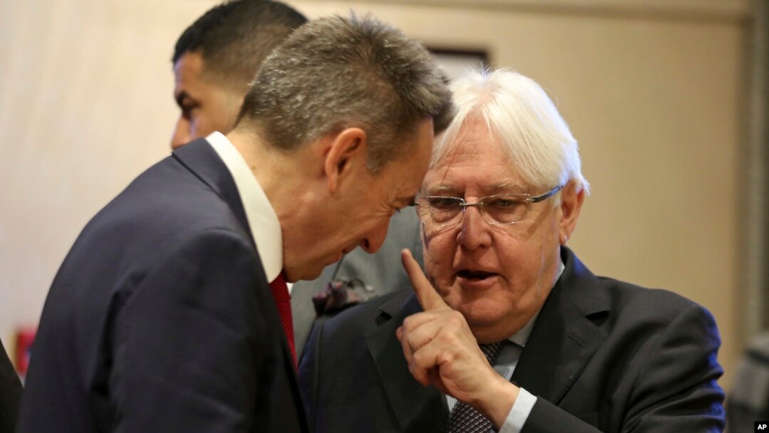 Utusan Khusus PBB untuk Yaman, Martin Griffiths (kanan) saat bertemu dengan Presiden Komite Palang Merah Internasional (ICRC), Peter Maurer, di Amman, Yordania, 5 Februari 2019. (Foto: dok).