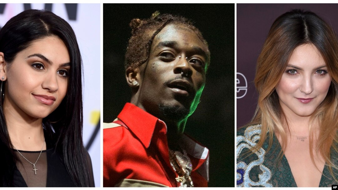 This combination photo shows music artists, from left, Khalid, Alessia Cara, Lil Uzi Vert, Julia Michaels and Sza who were nominated for a Grammy Award for best new artist on Nov. 28, 2017. 