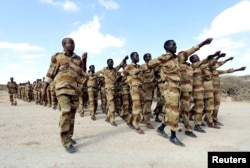 FILE - Somalia soldiers take part in a military exercise, March 17, 2014. A new army chief was appointed on Aug. 22, 2019.