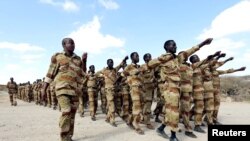 FILE - Somalia soldiers take part in a military exercise, March 17, 2014. A new army chief was appointed on Aug. 22, 2019. 