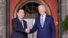 President Joe Biden greets Japan's Prime Minister Fumio Kishida at the Quad leaders summit at Archmere Academy in the U.S. state of Delaware, Sept. 21, 2024.