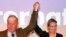AfD top candidates Alexander Gauland, left, and Alice Weidel celebrate with their supporters during the election party of the nationalist 'Alternative for Germany', AfD, in Berlin, Sept. 24, 2017, after the polling stations closed.