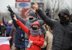 2020년 11월 22일 벨라루스 수도 민스크에서 시위하는 반정부 시위대 (자료사진)