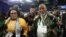 African National Congress Deputy Secretary-General Nomvula Mokonyane, left, arrives with ANC Chairperson Gwede Mantashe at the Independent Electoral Commission National Results Center in Midrand, South Africa, on June 1, 2024. The ANC lost is parliamentary majority.