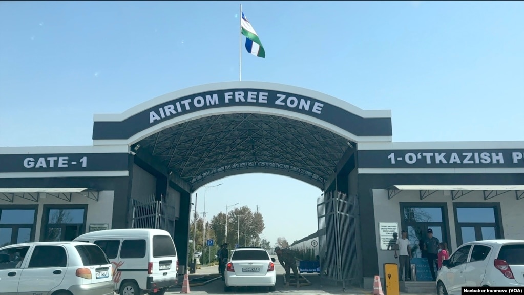 The entrance to the Airitom Free Zone from Termez, Uzbekistan, Sept 5, 2024. 