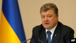 Ukrainian President Petro Poroshenko speaks during the expanded board of Ministry of Internal Affairs of Ukraine in Kiev, Ukraine, July 10, 2015. 