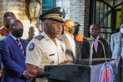 Haiti's Police General Director Leon Charles speaks during a press conference in Port-au Prince on July 11, 2021.