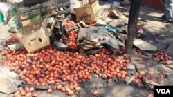 Some of the destroyed vendors wares in Harare.