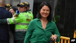 Keiko Fujimori arrives at court for a hearing in her alleged money laundering trial in Lima, Peru, July 15, 2024.