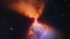 Esta imagen proveída por el Instituto de Ciencia del Telescopio Espacial el 16 de noviembre de 2022 muestra una protoestrella dentro de la nebulosa oscura L1527 con el material de nebulosa que alimenta su crecimiento, capturada por el Telescopio Espacial James Webb de la NASA.