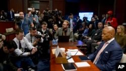 New York City Mayor Eric Adams sits at the witness table during a House Committee on Oversight and Government Reform hearing with sanctuary city mayors on Capitol Hill, in Washington, March 5, 2025.