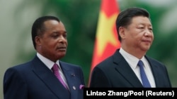 Président Denis Sassou N'guesso na mokokani wa ye Xi Jinping ya Chine na Beijing, na Chine, 5 septembre 2018.