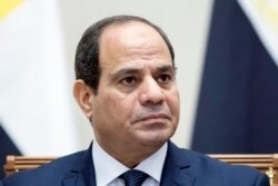 Egyptian President Abdel Fattah el-Sissi attends a signing ceremony following his talks with Russian President Vladimir Putin in Sochi, Russia, Oct. 17, 2018.