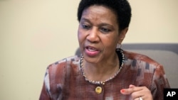 Phumzile Mlambo-Ngcuka, directrice d'ONU Femmes, à New York, le 7 mars 2018, à la veille de la Journée internationale des droits de la femme.