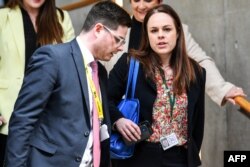 Kate Forbes of the Scottish National Party attends the Scottish Parliament in Edinburgh on April 30, 2024. Forbes has said she may run for first minister now that her party has survived a no confidence vote.