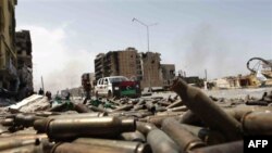 Bullet casings litter a street in the besieged city of Misrata, Libya, April 23, 2011 (file photo).