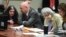 David Turpin, second from right, and wife, Louise, left, are pictured at their sentencing hearing, April 19, 2019, in Riverside, Calif. The California couple pleaded guilty of neglect and abuse of 12 of their 13 children and were given life prison terms.