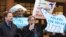 FILE - In this Feb. 15, 2018 photo, Judith Enck, former official of the Environmental Protection Agency addresses a protest, saying President Trump exceeded his authority when he reversed a ban on offshore drilling in vast parts of the Arctic Ocean.