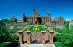 A north-facing view of the Enid A. Haupt Garden and the south facade of the Smithsonian Institution Building ('The Castle') in Washington, D.C. (Dane A. Penland/Smithsonian)