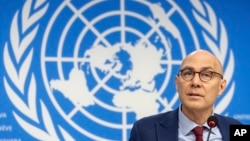 U.N. High Commissioner for Human Rights Volker Türk talks to the media during an end of year press conference, at the European headquarters of the United Nation in Geneva, Dec. 9, 2024.