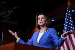 FILE - House Speaker Nancy Pelosi of Calif., speaks during a news conference on Capitol Hill in Washington, July 26, 2019.