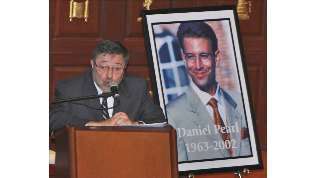 FILE - Judea Pearl, father of slain American journalist Daniel Pearl, speaks at an event honoring the memory of his son, in Miami Beach, Florida, April 15, 2007.