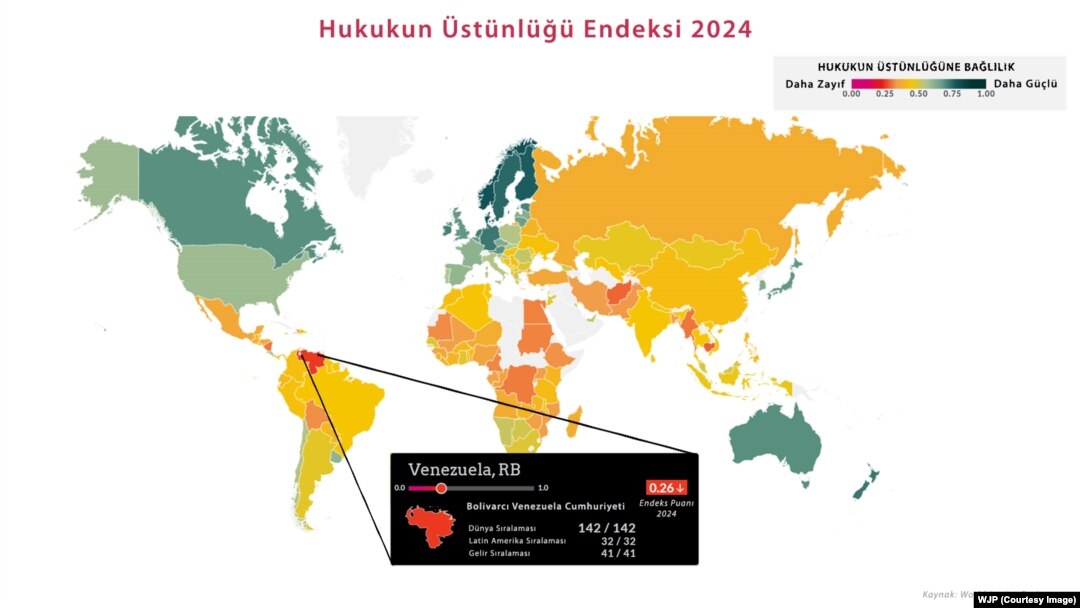 Hukukun Üstünlüğü Endeksi 2024 haritası
