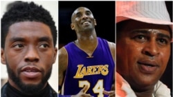 Foto montagem Chadwick Boseman, Kobe Bryant, Jorge Neto