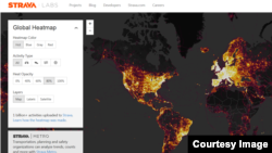 A heat map generated from data collected by wearable fitness trackers from users around the world. (Strava)