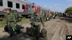 Архівне фото: російські новобранці на залізничній станції у Волгограді, вересень 2022 року 