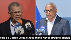 Carlos Veiga (esq) e José Maria Neves (dir), candidatos presidenciais, Cabo Verde