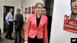 Leader of the Social Democrats, Helle Thorning-Schmidt arrives at the Parliament in Copenhagen, Denmark, September 16, 2011.
