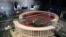 Miniature model of the National Stadium on display during preparations to host 2014 soccer World Cup, Brasilia, Brazil, April 1, 2013.