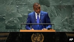 Somalian Prime Minister Hamza Abdi Barre addresses the 79th session of the United Nations General Assembly in New York on Sept. 27, 2024. In his speech, he accused Ethiopia of actions that "flagrantly violate" Somalia's territorial integrity.