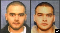 FILE - This undated combination of photos from wanted posters released by the U.S. Marshals Service shows Pedro Flores, left, and his twin brother, Margarito Flores.