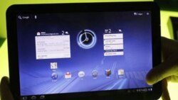 A Motorola Xoom tablet running Google's Android 3.0 Honeycomb operating system is shown at Google headquarters in Mountain View, California