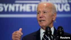 (FILE) U.S. President Joe Biden speaks at an event supporting the "Global Coalition to Address Synthetic Drug Threats" in New York City, U.S., September 24, 2024.