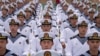 FILE - Chinese sailors sit in rows during a tour arranged for foreign journalists, a day before the opening of the West Pacific Naval Symposium in Qingdao in eastern China's Shandong province, April 21, 2024. 