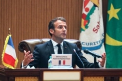 French President Emmanuel Macron speaks during the closing press conference at the G5 Sahel summit on June 30, 2020, in Nouakchott.