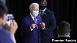 Joe Biden a su llegada a un acto de campaña celebrado recientemente en la localidad de Wilmington, Delaware.