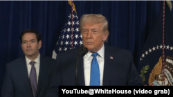 唐纳德·特朗普总统就美国在委内瑞拉展开行动并抓获马杜罗举行新闻发布会上发表讲话并回答记者提问。(2026年1月3日)